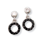 Black and Clear CZ Mini Circle Dangles